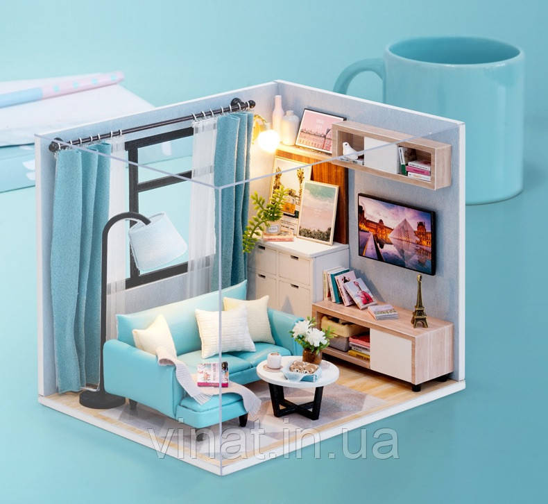 Румбокс Стильна вітальня Corner of Living Room Dollhouse H-018