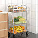 Металева етажерка органайзер на колесах стелаж пересувний 3 яруси YJ-023-3F, фото 7