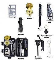 Туристичний набір інструментів для виживання кемпінгу туризму 9в1 активного відпочинку, фото 3