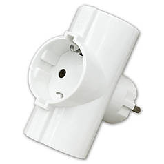 Трійник ELECTRUM розгалужувач на 3 гнізда із заземленням білий C-SS-0696