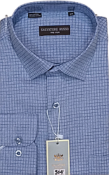 Чоловіча класична сорочка картата Salvatore Russo vd-0304 блакитна з довгим рукавом, ошатна, стильна 43