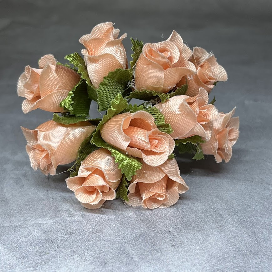 Букет троянд (2 см), колір персиковий, довжина дроту 7-8 см, арт 010957, 10 шт, Персиковий, фото 1