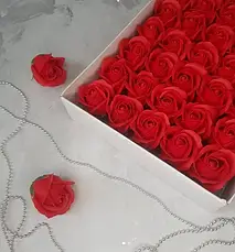 Подарунковий набір троянд із мила 50 шт Колір Червоний, Подарунковий набір Мильні троянди 50 шт. Червоний, фото 4
