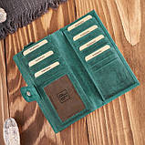 Жіночий шкіряний гаманець зелений геометричний вінтаж Paolo Peruzzi, фото 4