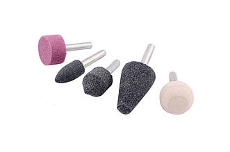 Набір шліфувальних каменів Intertool BT-0015, 5 шт. для ручного шліфування, діаметр стержня 3 мм, метал, дерево, граніт