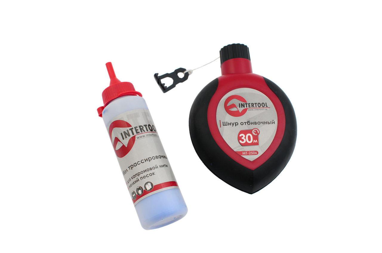 Набір 2-в-1 Intertool шнур відбивочний мел трасувальний MT-2506 для розмітки на будь-яких поверхнях, фото 1