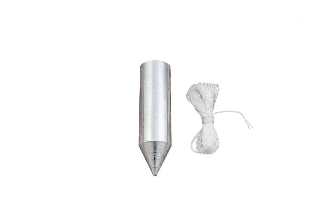 Отвіс Intertool 300 г металевий конусний з капроновим шнуром, артикул MT-0002, для точної розмітки