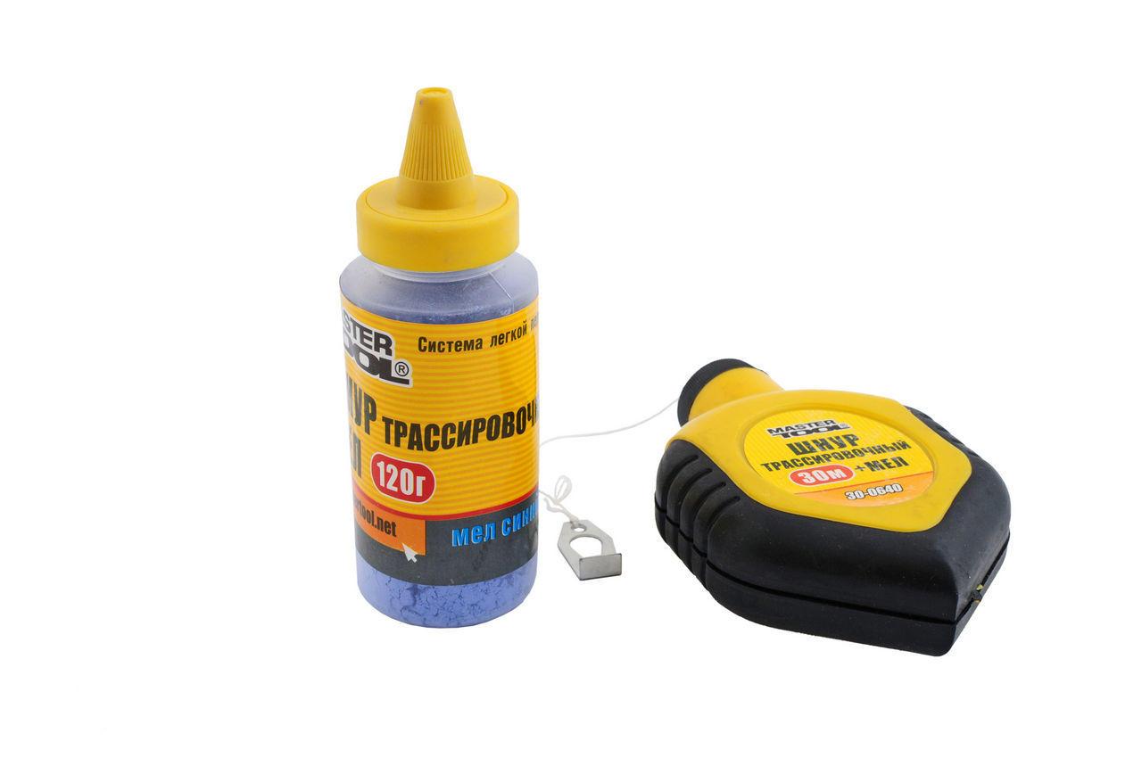 Набір 2-в-1 Mastertool шнур відбивочний мел трасувальний 30-0640 для розмітки на будь-яких поверхнях, фото 1