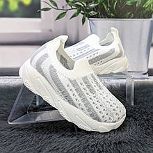 Мокасини тапочки дитячі текстильні М.Мічі білі з сірим 1948