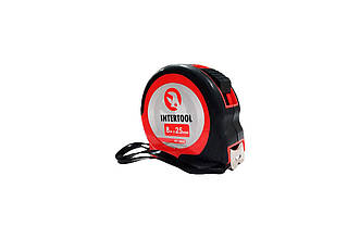 Рулетка Intertool 8 м х 25 мм з автостопом (артикул MT-0408) – точні вимірювання та надійність у роботі.