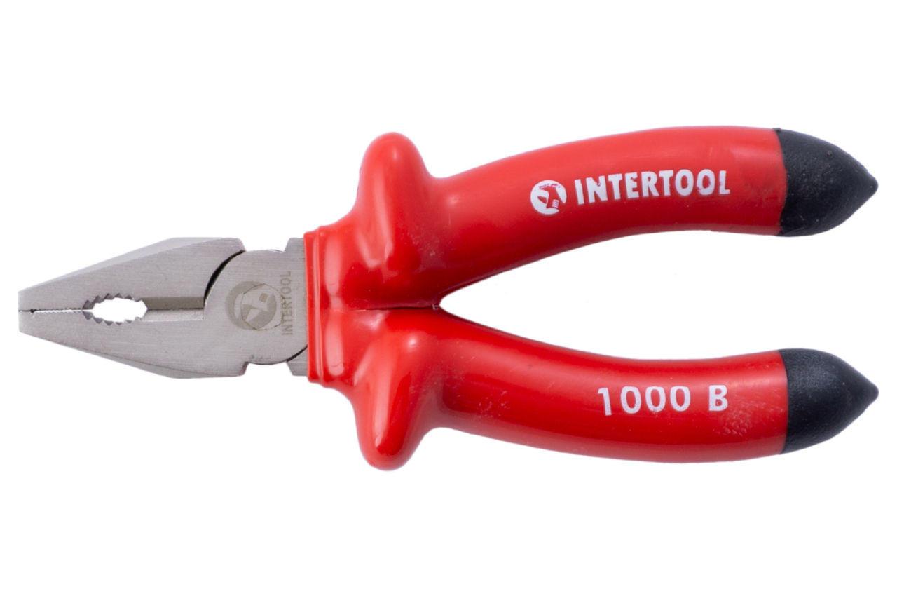Плоскогубці Intertool NT-0312, 160 мм, 1000 В, C55, Pearl Nickel, для обжиму та обрізки проводів, фото 1
