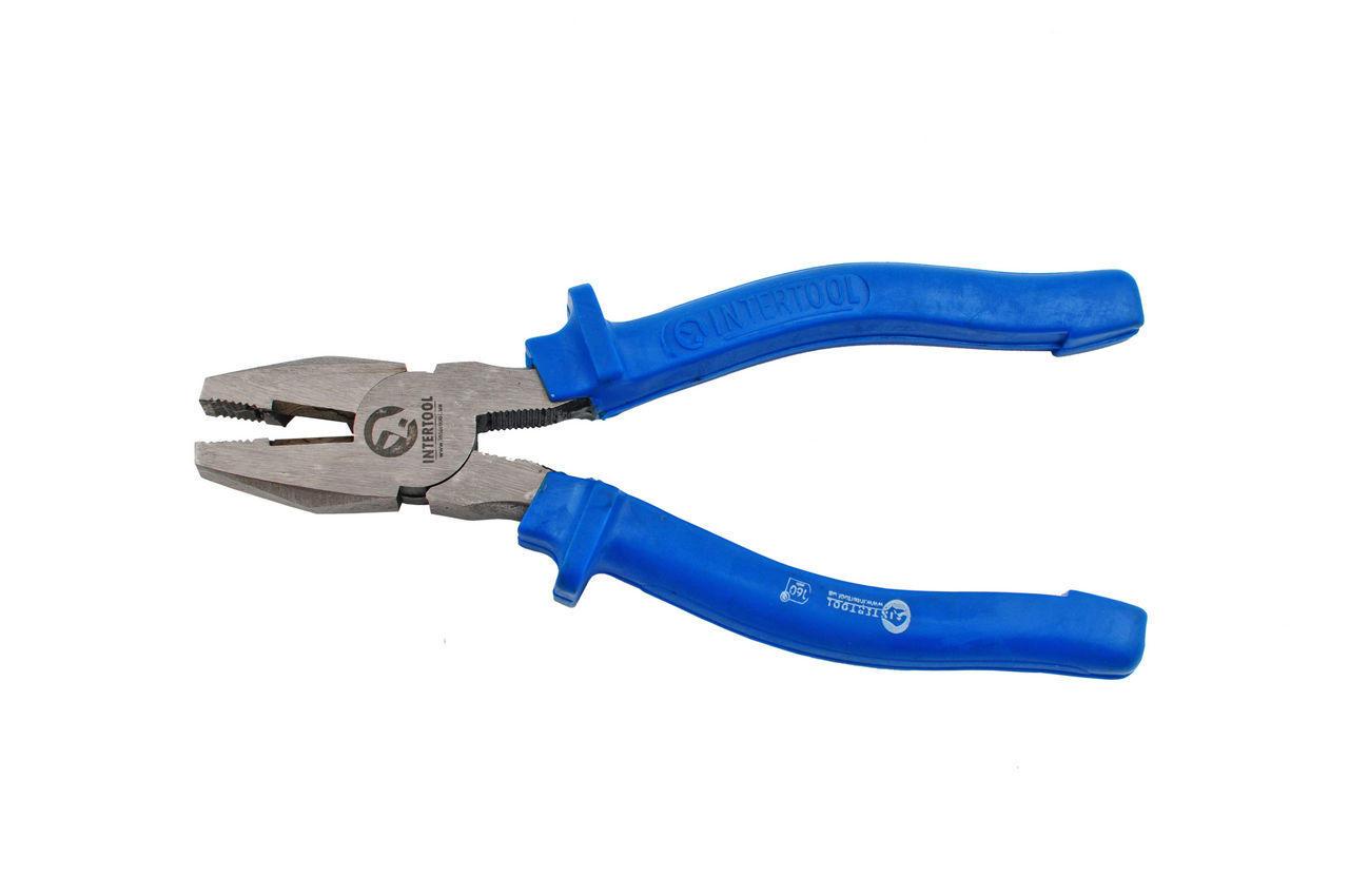 Плоскогубці Intertool American type 180 мм (HT-0102) - багатофункціональний інструмент для обжиму та обрізки проводів, фото 1