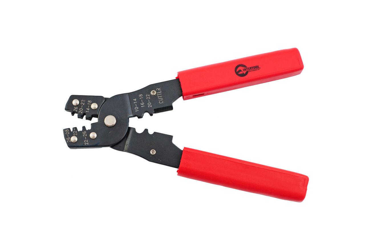 Кліщі обжимні Intertool HT-7053, 180 мм, для контактів 0.08-5 мм², пластиковий руків'я, тип: шарнірно-кулачковий, фото 1