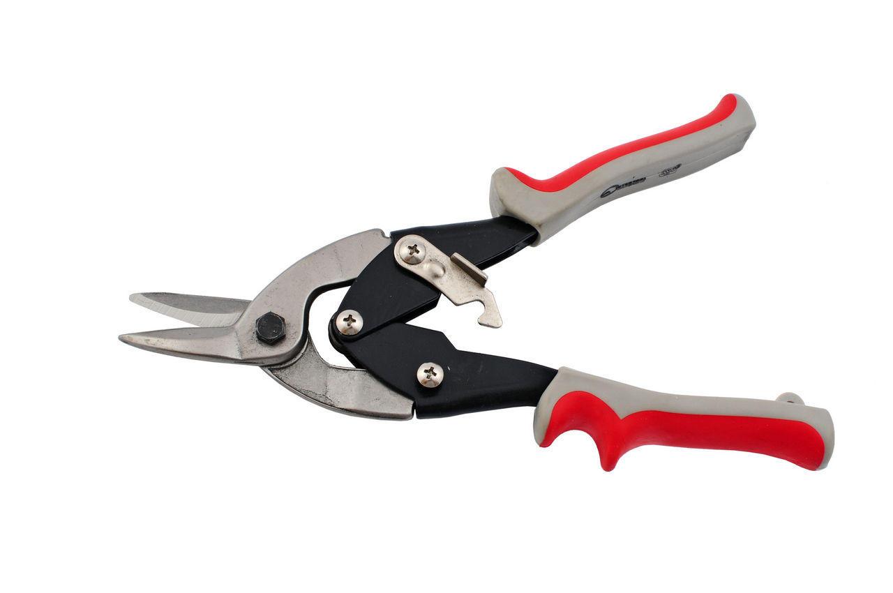 Ножиці по металу Intertool 250 мм, лівосторонній різ, артикул HT-0176, для фігурного різання до 1,2 мм, сталь 56-62 HRC