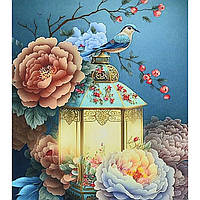 Набір алмазної вишивки Вінтажний ліхтар Strateg 30х40см HEG88141 Мозаїка квадратні алмази на підрамнику