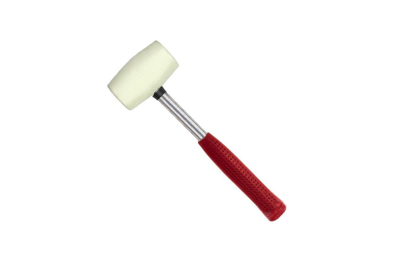 Киянка Intertool 680 г з білою гумовою головкою та металевою ручкою, діаметр 80 мм (артикул HT-0235)