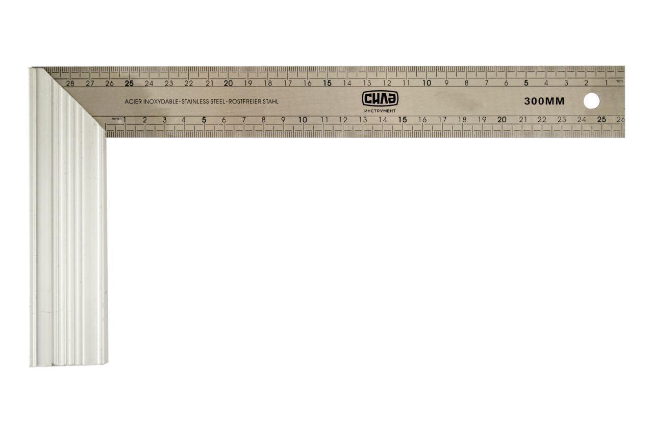Угольник Сила 400 мм з нержавіючої сталі, артикул 500813, для розмітки та перевірки кутів, легко читається розмітка.