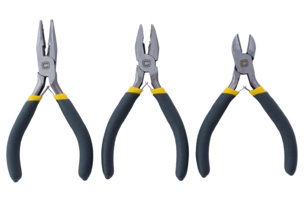 Набір прецизійних інструментів Сила 310201: плоскогубці 115мм, бокорізи 115мм, довгогубці 135мм, термопластична рукоятка., фото 1