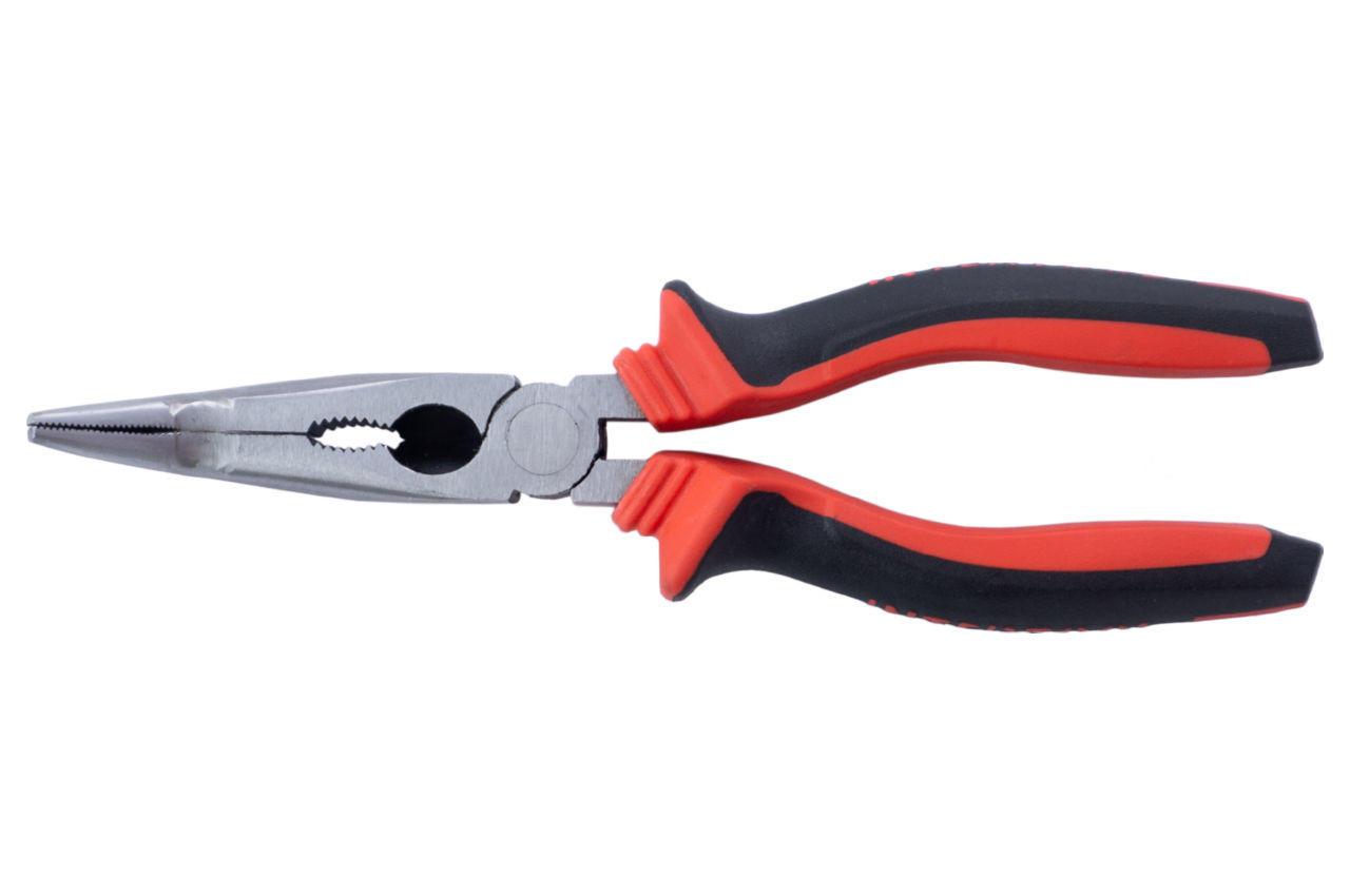 Плоскогубці подовжені вигнуті Intertool 180 мм, артикул NT-0148, фосфатовані, з 40CrV сталі, для роботи в важкодоступних місцях, фото 1