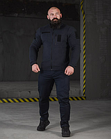 Тактичний військовий костюм темно-синій із фліскою для мчс із велкро під шеврони, Демісезонна форма дснс весна