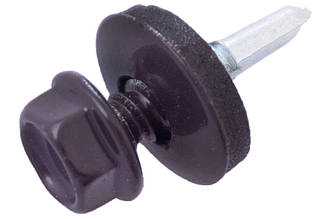 Саморіз покрівельний APRO 4.8x19 мм RAL 8019 з шайбою та прокладкою EPDM, 50 шт., артикул 9R648198019