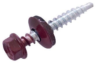 Саморіз покрівельний APRO 4.8x35 мм RAL 3005 з шайбою та прокладкою EPDM, 50 шт. (артикул SDS48353005)