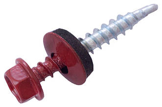 Саморіз покрівельний APRO 4.8x35 мм RAL 3011 з шайбою та прокладкою EPDM, оцинкований, 50 шт. (SDS48353011)