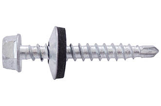 Саморіз покрівельний APRO 4.8x35 мм з шестигранною головкою та шайбою EPDM, цинк, 50 шт. (артикул SDS4835ZN)