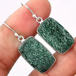 Авантюрин зелений срібні сережки, 0109СА