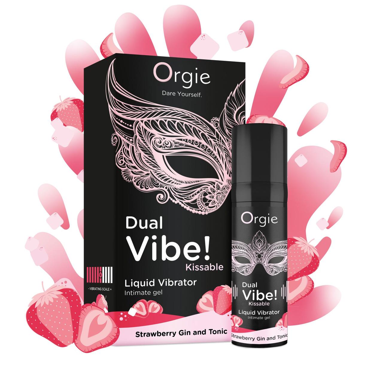 Стимулюючий гель-вібратор Orgie Dual Vibe! Strawberry Gin & Tonic Kissable Liquid Vibrator 15 мл