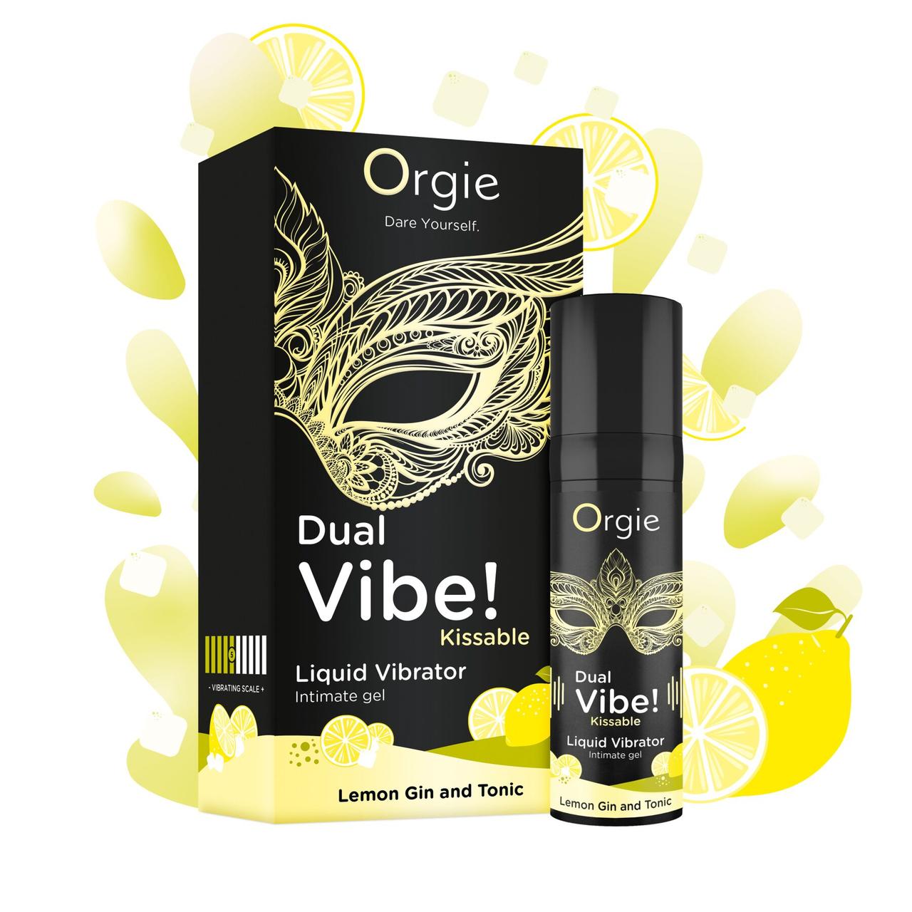 Стимулюючий гель-вібратор Orgie Dual Vibe! Lemon Gin And Tonic Kissable Liquid Vibrator 15мл