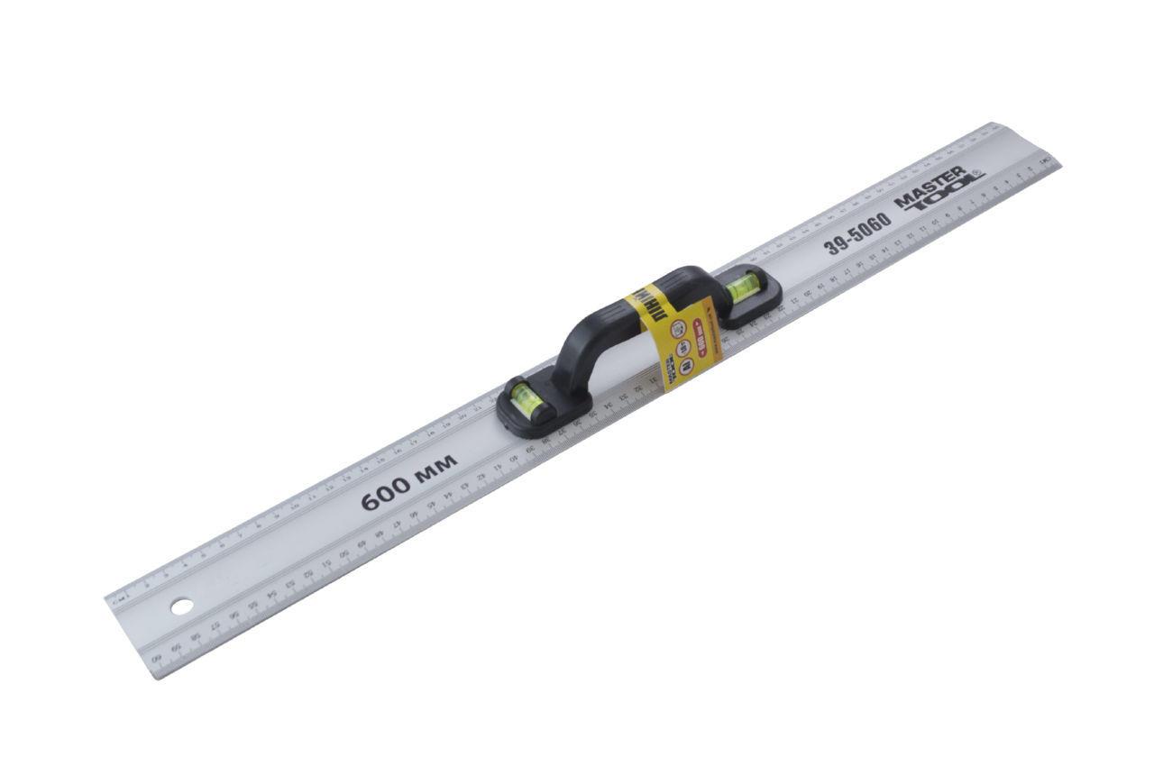 Лінійка Mastertool 600 мм з двостороннім розмічанням, алюмінієве полотно, пластиковий ручка, артикул 39-5060, фото 1