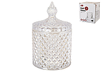 Банка Crystal із кришкою скляна стилізована під різьблений кришталь 300 мл Elisey