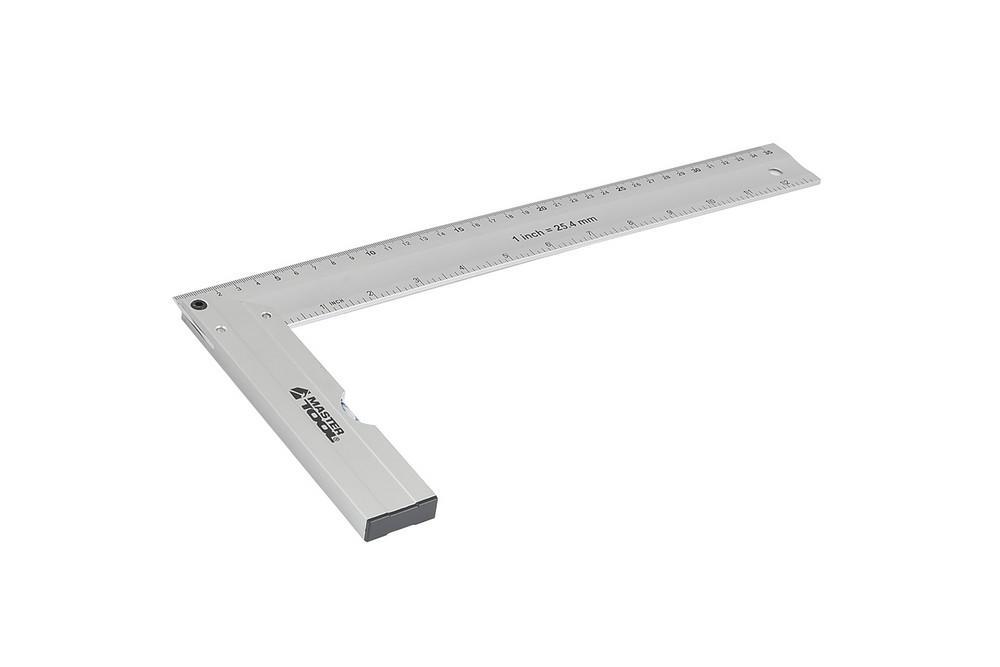 Угольник Mastertool 350 мм з капсулою алюмінієвий (артикул 30-4350) для розмітки та перевірки кутів, двостороння розмітка,, фото 1