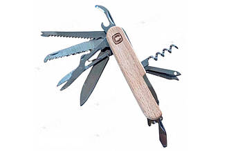 Мультитул Сила 15-в-1 (артикул 960853) з нержавіючої сталі з ABS-накладками, включає ніж, викрутки, ножиці та інші інструменти.