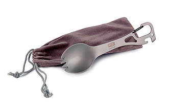 Мультитул Сила 5-в-1 (артикул 960864) з ложкою, виделкою, відкривачками та карабіном, нержавіюча сталь, чохол з нейлону.