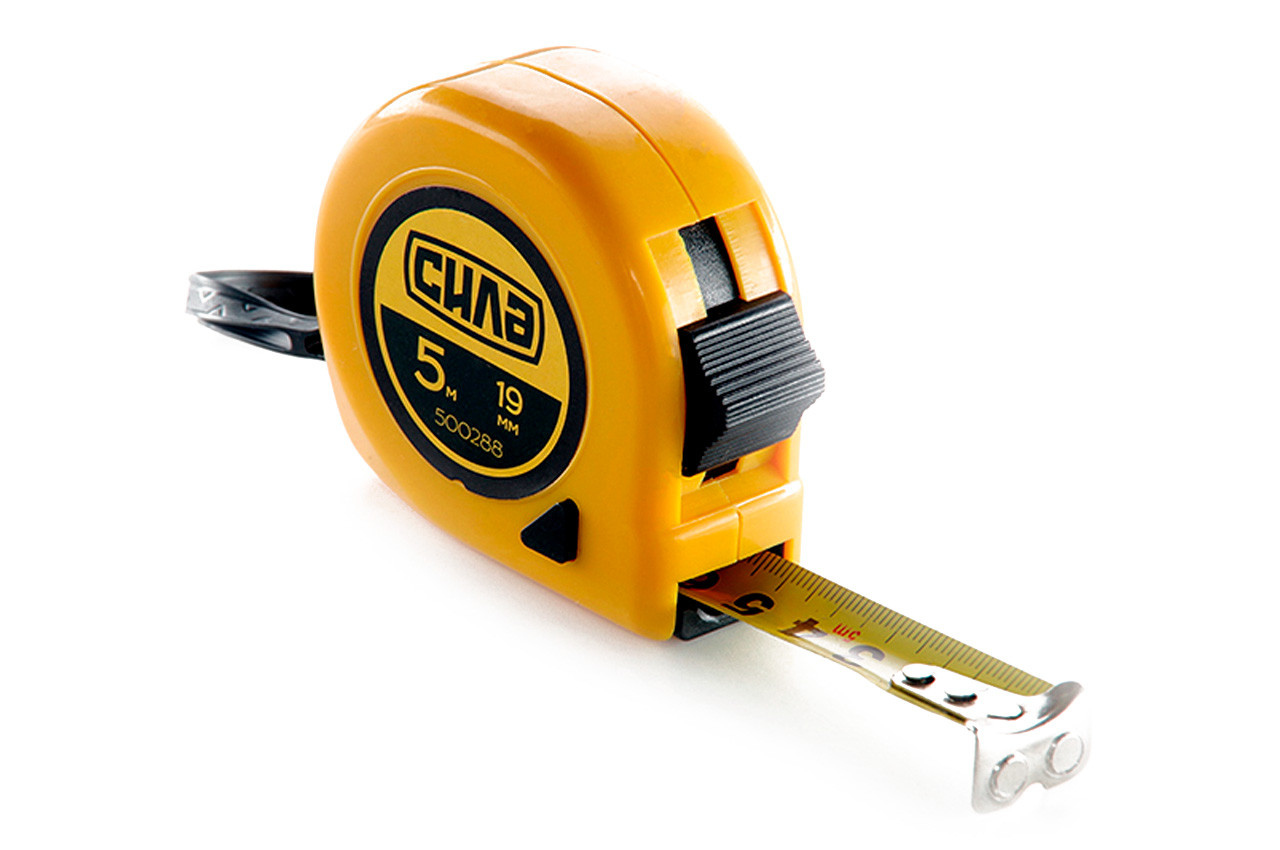 Рулетка Сила 5м x 19мм з магнітом, артикул 500288, точні вимірювання, надійні матеріали, зручна у використанні.