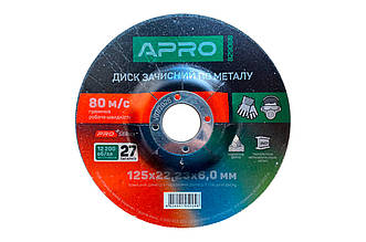 Диск зачистний по нержавіючій сталі Apro 125x6x22.23мм, артикул 829068, тип суцільний