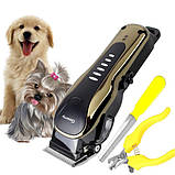 Машинка для стрижки тварин Gemei GM 6063 + 4 насадки грумінгу JK-82, фото 3