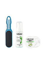 Набір для догляду за стопами: терка STALEKS, рідке лезо Crooz піна, крем для ніг із сечовиною