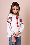 Сорочка вишита для дівчинки біла льон машинна робота ріст від122 до 158, фото 3