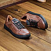 Чоловічі шкіряні кеди (натуральна шкіра) коричневі демісезонні, кеди для чоловіків на весну осінь, розмір 40-45, фото 2