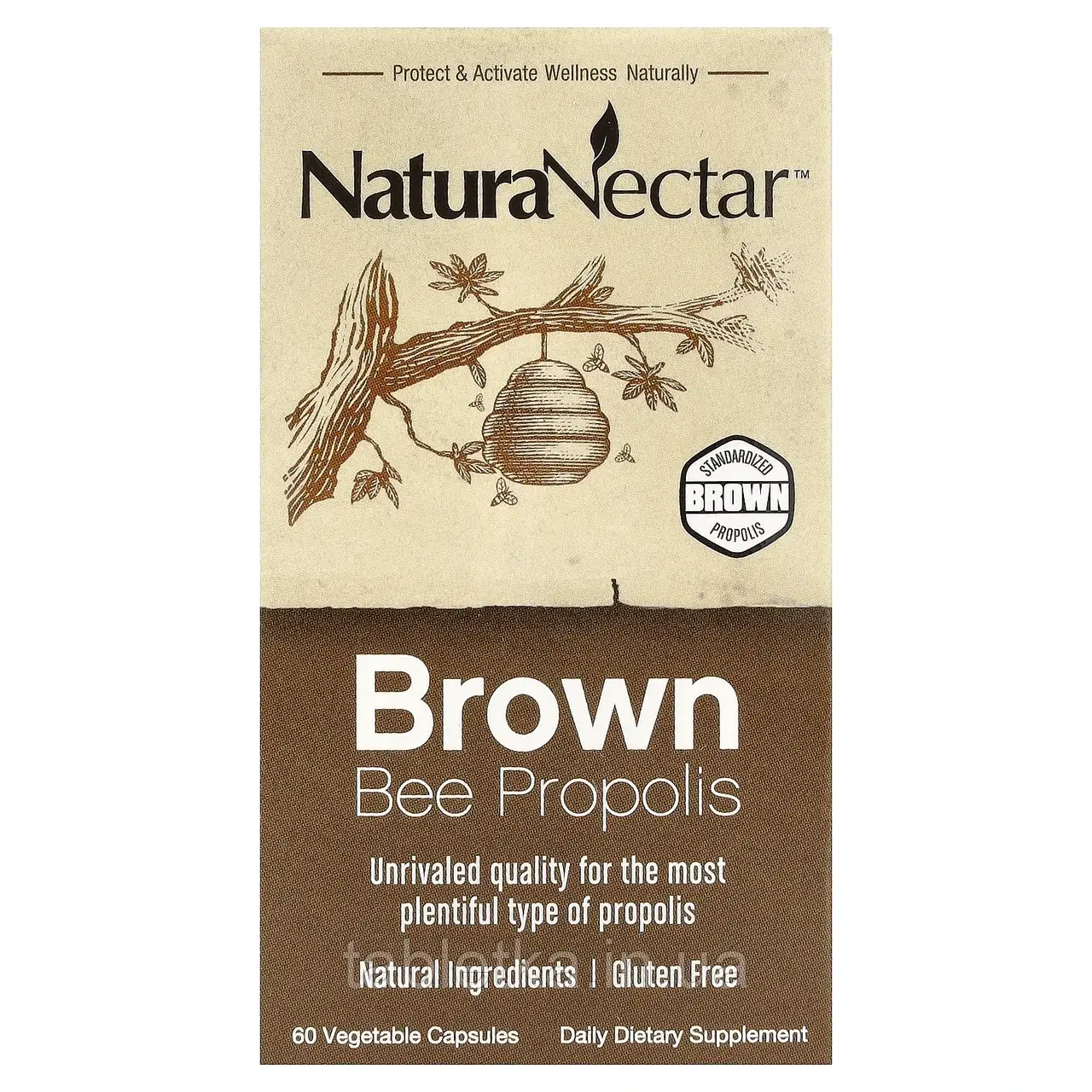 NaturaNectar, Brown Bee Propolis, 60 капсул вегетаріанських Дніпро, фото 1