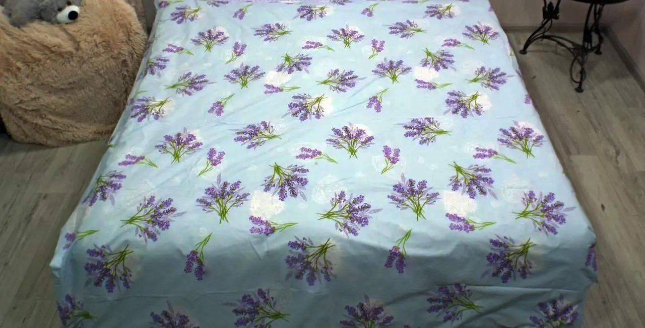 Односпальне простирадло на резинці 80х190х20, принт: Лаванда