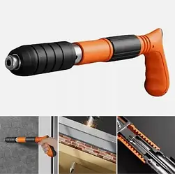 Пістолет пневматичний для забивання цвяхів PK-01 з регулюванням потужності 30 см Жовтогарячо-чорний