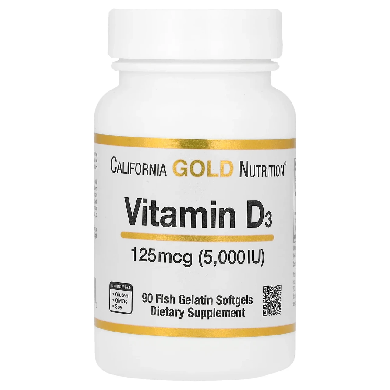California Gold Nutrition, витамин D3, 125 мкг (5000 МЕ), 90 капсул з риб'ячого желатину Київ, Київ, фото 1