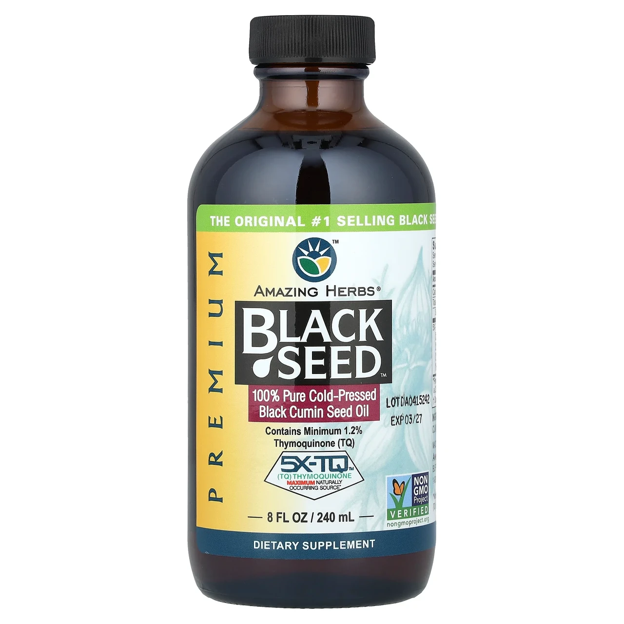 Amazing Herbs, Black Seed, 100% чиста олія насіння чорного тмину холодного віджиму, 240 мл (8 рідкий унцій), Київ, фото 1