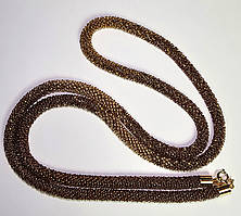 Джгут із бісеру для бейджів Коричнево-золотий з карабіном у формі серця