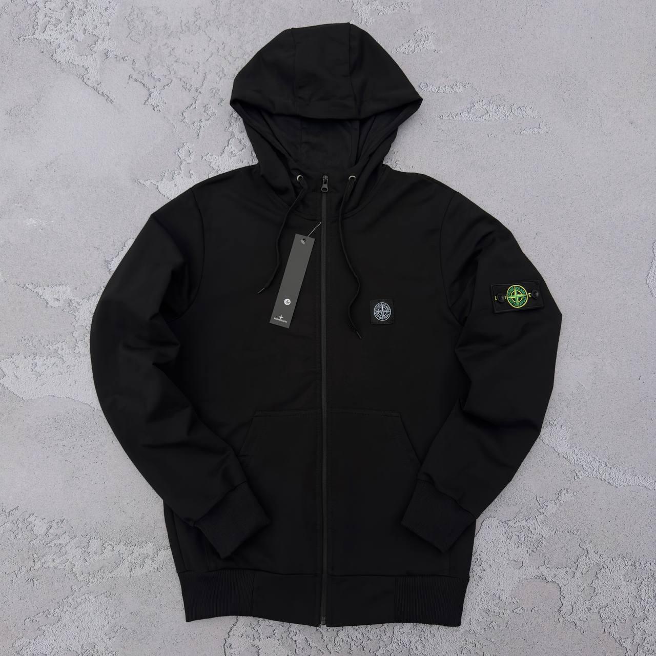 Жіноча кофта Stone Island весняна осіння чорна зіпер кофта на блискавці стон айленд