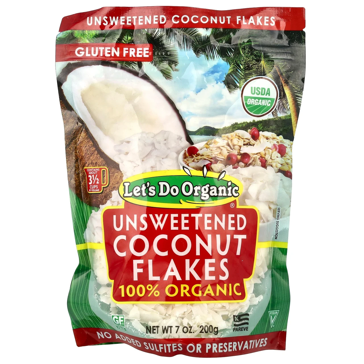 Edward & Sons, Edward & Sons, Let's Do Organic, 100% Organic Unsweetened Coconut Flakes, 7 oz (200 g), Київ
